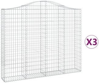 vidaXL Gabionen mit Hochbogen 3 Stk. 200 x 30 x 160/180cm Verzinktes Eisen 3145494
