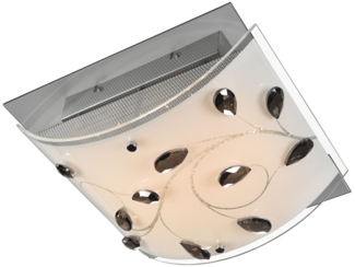 LED Deckenleuchte, Metall, Glas mit Kristallen, L 30 cm