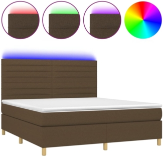 vidaXL Boxspringbett mit Matratze & LED Dunkelbraun 180x200 cm Stoff 3135536