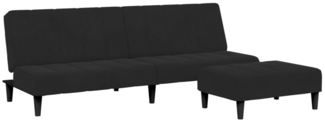 vidaXL Schlafsofa 2-Sitzer mit Fußhocker Schwarz Samt 3258095