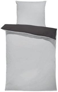 One Home Bettwäsche Doubleface, Renforcé, 2 teilig, Uni Wende grau / anthrazit, modern Baumwolle