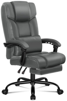 ALFORDSON Bürostuhl Ergonomische Gamingstuhl mit hoher Rückenlehne und extra großem Kissen, mit einziehbaren Fußstützen und abnehmbaren Kissen, grau