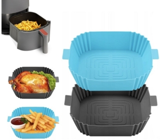 MODFU Backform 2er Set Silikon Einsatz für Heißluftfritteuse, (Wiederverwendbar, hitzebeständig bis 240 °C 2-tlg), mit Griffen spülmaschinenfest für Pommes Fleisch Kuchen und mehr