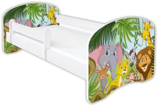 Clamaro 'Schlummerland 2021' Kinderbett 80x180 cm, Tierpark zoo, inkl. Lattenrost, Matratze und Rausfallschutz (ohne Schublade)
