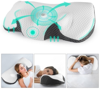 Esun Kopfkissen Memory Foam Kissen Kopfkissen, Ergonomisches Orthopädisches Kissen, Seitenschlafer, Rückenschlafer, Bauchschlafer, Set, Kissen vom OEKO-TEX® und CertiPUR Getestet, Nackenkissen für Erwachsene, Männer, Frauen
