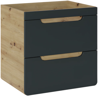 Vente-unique - Waschbeckenunterschrank hängend - 60 cm - Naturfarben & Anthrazit - ARUBA