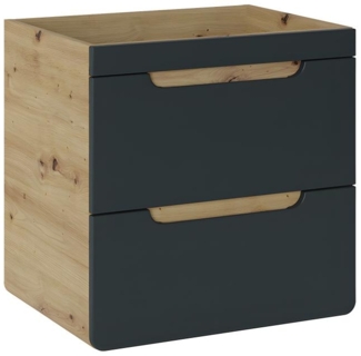 Vente-unique - Waschbeckenunterschrank hängend - 60 cm - Naturfarben & Anthrazit - ARUBA