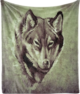 Wohndecke Gemütlicher Plüsch für den Innen- und Außenbereich, Abakuhaus, Tätowieren Winter Wild Wolf Wald