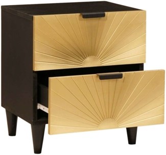 vidaXL Nachttisch Schwarz und Gold 40 x 33.5 x 46 cm Massivholz Mango 4017826