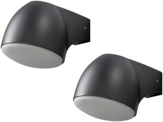 2er Set Außenwandleuchte Downlight FERRERA Alu schwarz, High Power LED, H. 13cm