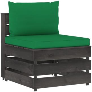 vidaXL Modulares Mittelsofa mit Kissen Grau Imprägniertes Holz 3068125