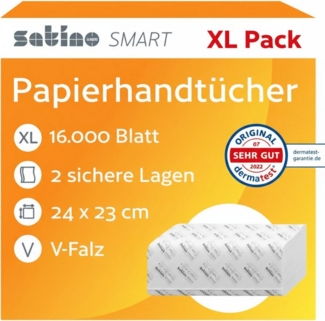 SATINO Papierhandtuch 2-lagig - 4.000 Papierhandtücher - ZZ-Falz - 24 x 23 cm (16000-St)