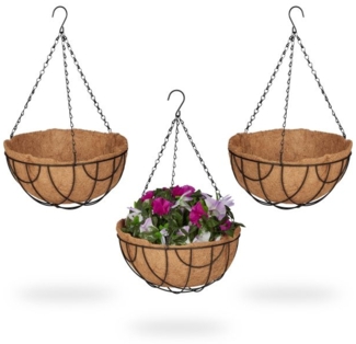 Blumenampel 3er Set mit Kokoseinlage 10041692