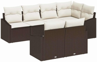 vidaXL Gartensofa-set mit Kissen 7 pcs Braun und Weiß Poly-Rattan 3355427
