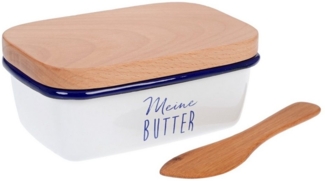 GRÄWE Butterdose GRÄWE Butterdose emailliert, mit Holzdeckel, Stahlblech