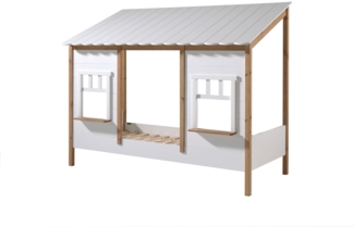 Landhausbett Kamilah 214x105x174 Massivholz+MDF Oak/Weiß