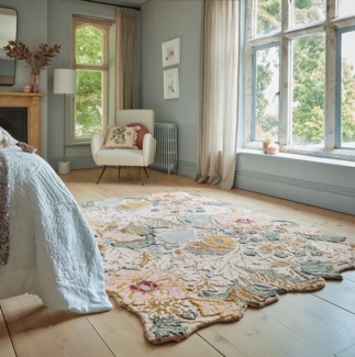 FLAIR RUGS Wollteppich Daphne Floral, rechteckig, Höhe: 10 mm, Floraler Wollteppich