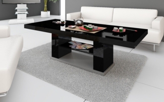 designimpex Couchtisch Design HN-777 Schwarz - Grau Hochglanz höhenverstellbar ausziehbar