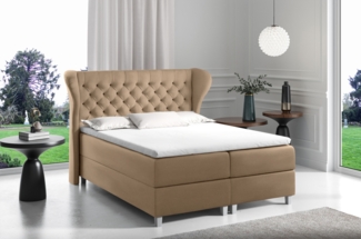 99rooms Turin Boxspringbett Velours 140x200 cm Creme