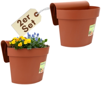 GarPet Balkonkasten 2er Set Geländertopf Balkon Wasserspeicher Blumentopf Terracotta