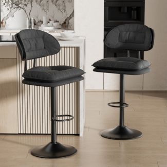 HawthyHome Barhocker 2er Set, Ergonomische Gepolsterte Barstühle mit Rückenlehne (2 St), Höhenverstellbare Doppellagige Barhocker