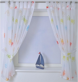 Kutti Gardine Hände (1 St), Schlaufen, transparent, mit einem Raffhalter, Kindergardine, bedruckt, bunt