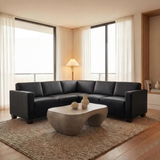 Modular Sofa-System Couch-Garnitur Lyon 5, Kunstleder ~ schwarz