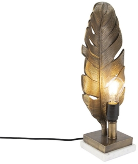 Qazqa Tischleuchte Leaf, ohne Leuchtmittel, E27, Bronze, Art Deco, Aluminium, 1-flammig
