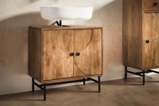 Waschbeckenunterschrank 60x60cm 'Swing' Mango & Metall schwarz