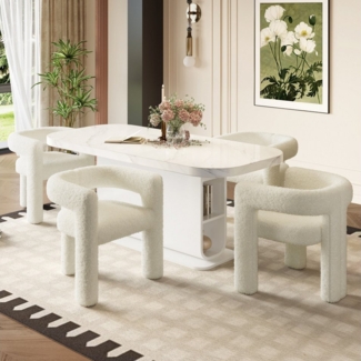 KLAM HOME Esszimmerstuhl Ergonomischer Sessel mit Premium Teddy Flor mit Armlehne (Teddy Flor Stühle/Esszimmerstühle 1er Set, 1 St), Wohnzimmer Küche Sessel 1-Stück/Satz Freizeitstühle