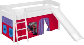 Lilokids 'Ida 4105' Spielbett 90x200 cm, Spiderman, Kiefer massiv, mit Rutsche und Vorhang