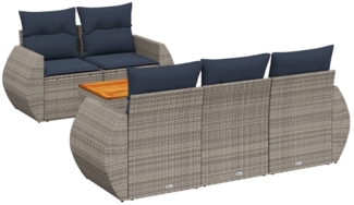 vidaXL 6-teiliges Gartensofa-Set mit Kissen, grau, Polyrattan 3224892