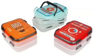sesua Kuchentransportbox Partycontainer 2 Etagen Transportbox Lunchbox rot