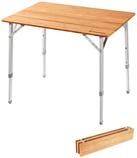 KingCamp Campingtisch Bambus Falt Tisch Camping Klapptisch, Garten Alu Holz 3Höhen Verstellbar