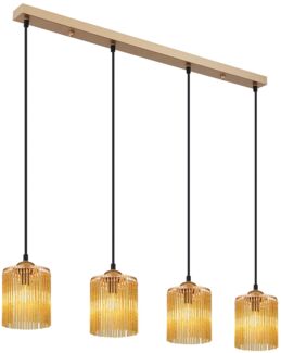 Hängeleuchte, gold, Acrylstäbe amber, L 87 cm