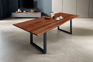 Esstisch Baumkante massiv Akazie nussbaum 220 x 100 schwarz MILO 68278043
