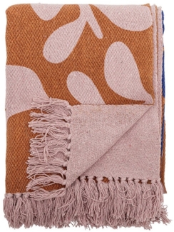 Wolldecke Bloomingville Decke ATLE Braun Blau 160x130 cm, Bloomingville