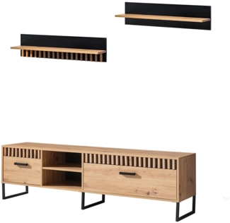 Lowboard Wandregal Lamelix Artisan Eiche 2-türig