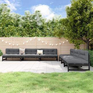 vidaXL 6-tlg. Garten-Lounge-Set Schwarz Massivholz Kiefer