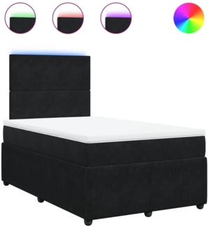 vidaXL Boxspringbett mit Matratze Schwarz 120x200 cm Samt 3294606