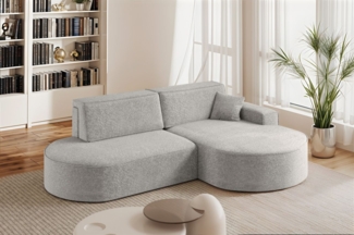 Ecksofa Schlafsofa Sofa VENEDIG Stoff Arena Hellgrau Ottomane Rechts