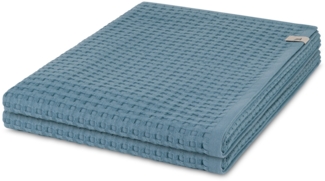 Möve Piquee 2 tlg. Frottier-Set - 2 X Duschtuch (70 X 140cm) - 350 - Steel blue