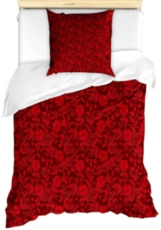 Abakuhaus Bettwäsche Milbensicher Allergiker geeignet mit Kissenbezug, Microfaser, rot Blumen-Blätter und wirbelt