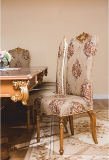 Casa Padrino Luxus Barock Esszimmer Stuhl Braun / Gold H. 120 cm - Barockstil Möbel