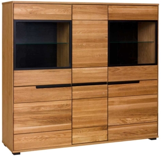 Highboard Luisa / Lola , Echtholz, Holzwerkstoff , Holzfarben , 163 x 147 x 41 cm