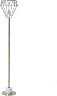 'Mooni' Stehlampe Messing Metall 160 cm Glühbirnen-Optik Schirm Diamantform Lampenfuß in Marmoroptik Kabel mit Schalter Bogenlampe Modernes Design