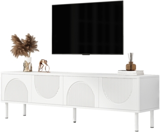 Moderner Fernsehschrank,180×40×52 cm, Weiß,modernes Design, viel Stauraum