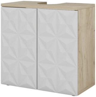 Waschbeckenunterschrank Edge Weiß 60 x 57 cm mit 2 Türen Vicco