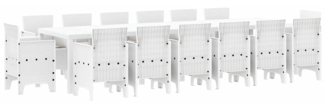 vidaXL Garten Essgruppe 15 pcs Weiß Polt Rattan 3378643