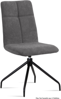 Esszimmerstuhl drehbar (6er-Set) Dniren 47 x 92 x 60 Schwarz/Grau